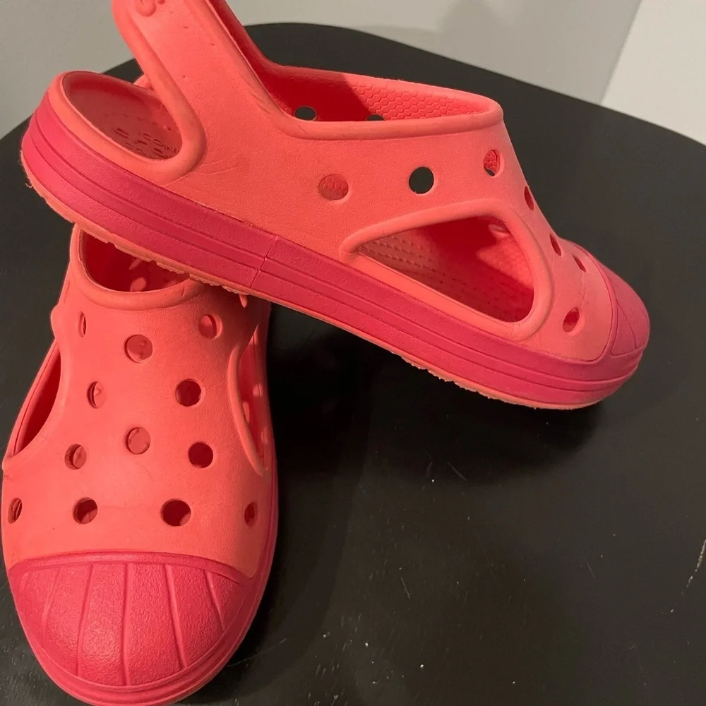 coral pink Crocs Bump It clog slip-on shoes for kids size C 12
